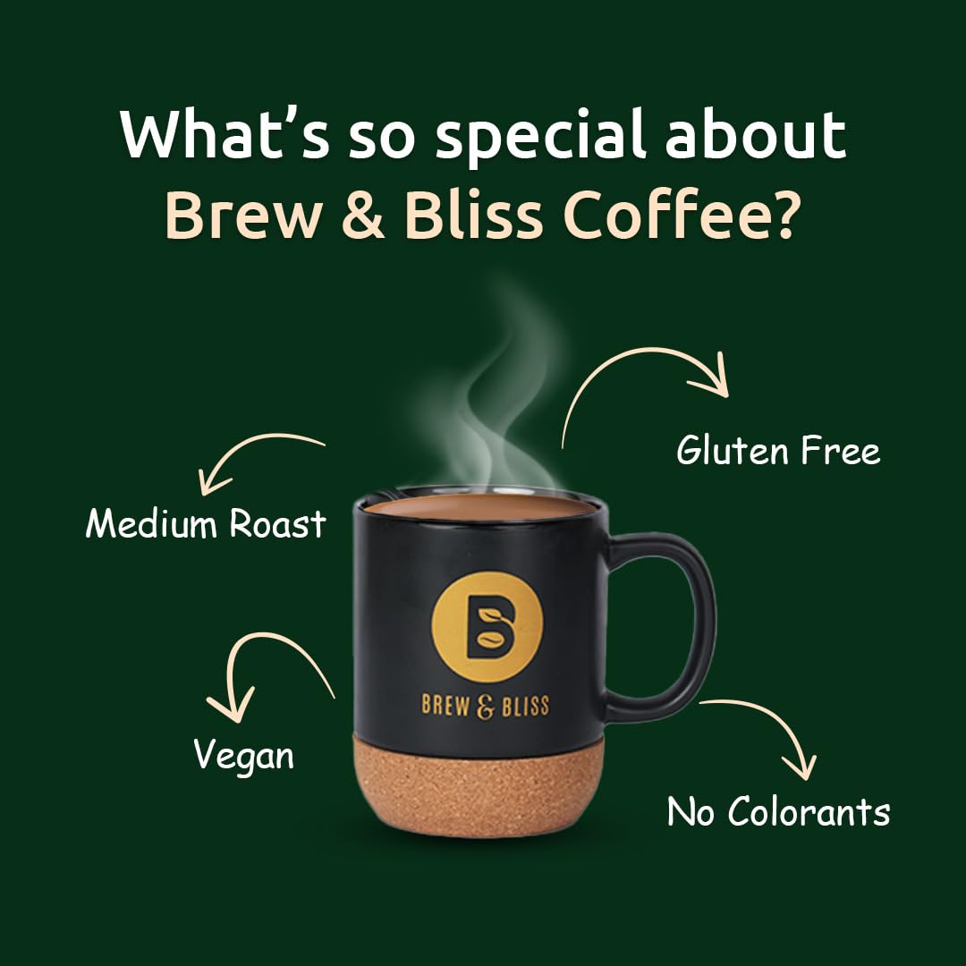 Brew & Bliss Hazelnut Coffee  60g  Instant Flavored Cafe Style Coffee  100% Authentic Strong Coffee Powder for Hot & Cold