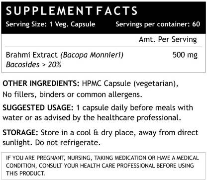 இன்லைஃப் பிராமி / பகோபா மோனியேரி சாறு (பேகோசைடுகள் &gt; 25%) சப்ளிமெண்ட் 500 மி.கி 60 சைவ காப்ஸ்யூல்கள் (60 இல்லை)