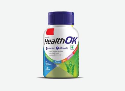 Health Ok Multivitamin with Natural Ginseng and Taurine power | 100% Vegetarian  (60 Tablets)