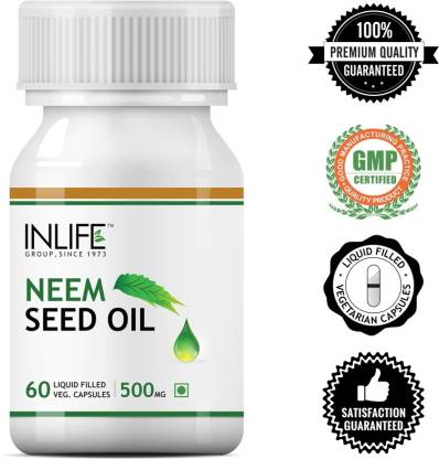 Inlife Neem Seed Oil Supplement 500 mg (60 Vegetarian Capsules) (60 No)