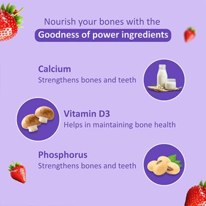 Power Gummies Strong Bones for Her-Vitamin D3 & Calcium with Strawberry Flavour-60 gummies