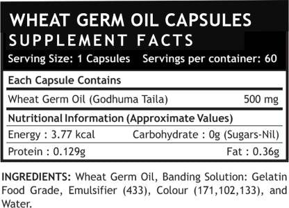 Inlife Wheat Germ Oil Supplement 500 mg Capsules (60)