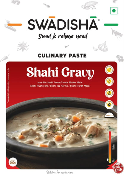 Swadisha Shahi Gravy Ready To Cook Curry Paste I 200gms I 3 Easy Steps Recipe I Add Your Choice Of Cooked Meat or Vegetables I Authentic Taste INo Preservatives I Serves 46 I Ready In 15 Mins