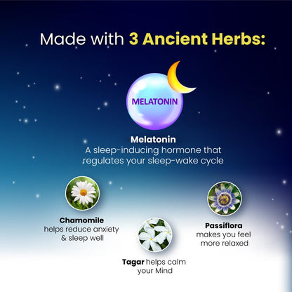 Himalayan Organics Melatonin 5MG Gummies with Tagar & Chamomile Extract I L-Threnine & Vitamin B6 | Relaxed & Restful Sleep | Non Habit Forming Formula | Improves Sleep Quality Natural Sleep Soothing Sleep Anxiety And Stress Relief Support I Eases Jet