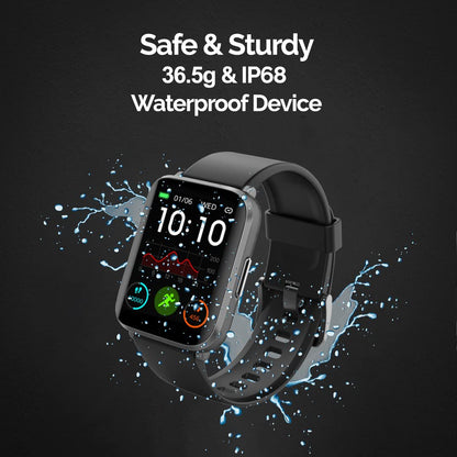 GOQii Smart Vital Ultra Smartwatch Jet Black 1.78'' AMOLED 368x448 and 2.5D Cureved Display with 10 Days Battery SPO2 and RealTime Heart Rate Tracking IPX68 Waterproof with 3 Months Personal Coaching