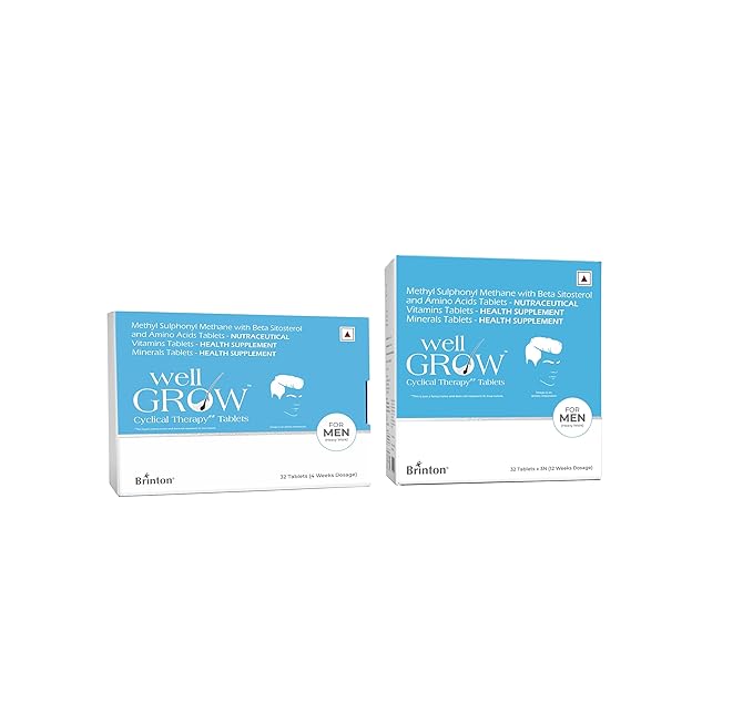 Wellgrow Hair Growth Tablets for Men | Supports Hair Strength & Reduces Hair Fall | With Essential Vitamins & Minerals | 30 Tablets x 3N