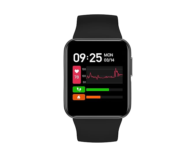 GOQii Smart Vital Lite SpO2 1.4 HD Smart Notification Waterproof Smart Watch for Android Phones Blood Oxygen Fitness Sports and Sleep Tracking with 3 Months Personal Coaching  Black