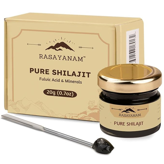 Rasayanam Pure Original Himalayan Shilajit/Shilajeet Resin 20g  Improve Strength  stamina for men  women  4X Concentrated formula Stronger Than Pills  Capsules