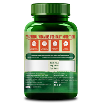 Himalayan Organics Vegan Omega-3 Capsules with Multivitamin ( Plant Based ) EPA DHA B1B2B3B5B7B9B9B12CD3K2 25+ Ingredients for Energy Immunity Heart Bone & Joints Support - 60 veg capsules