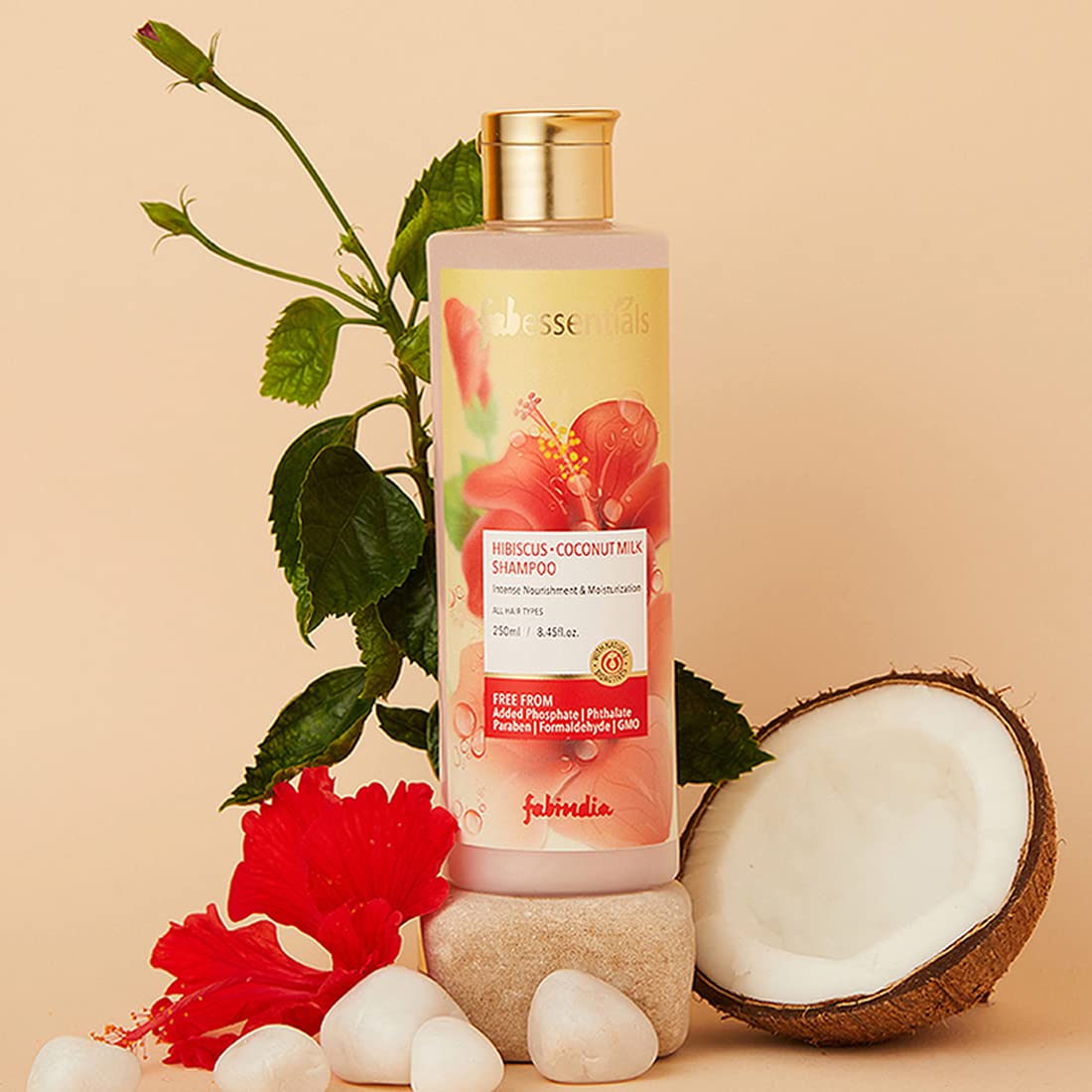 Fabessentials Hibiscus Coconut Milk Shampoo | infused with Ginger Root Extract & Hydrolysed Wheat Protein | Nourishes Hair and Stimulates Hair Growth| pH 5.5-250 ml