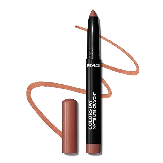 Revlon ColorStay Matte Lite Crayon Lipstick with Built-in Sharpener Smudge-proof Water-Resistant Non-Drying Lipcolor 002 Clear The Air 0.049 oz