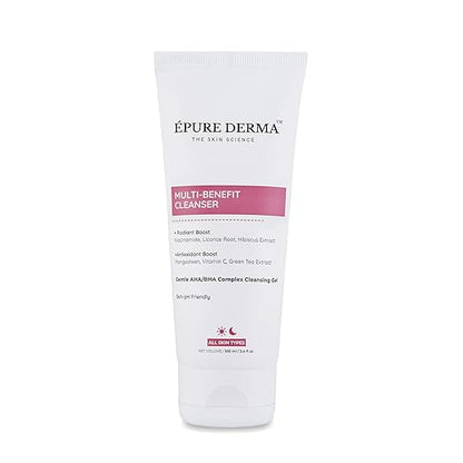 EPURE DERMA MultiEBenefit Cleanser  Gentle AHAEBHA Complex Cleansing Gel  Radiant Boost  Antioxidant Boost  For SensitiveEAll Skin Types  100ml E 3.4 fl oz