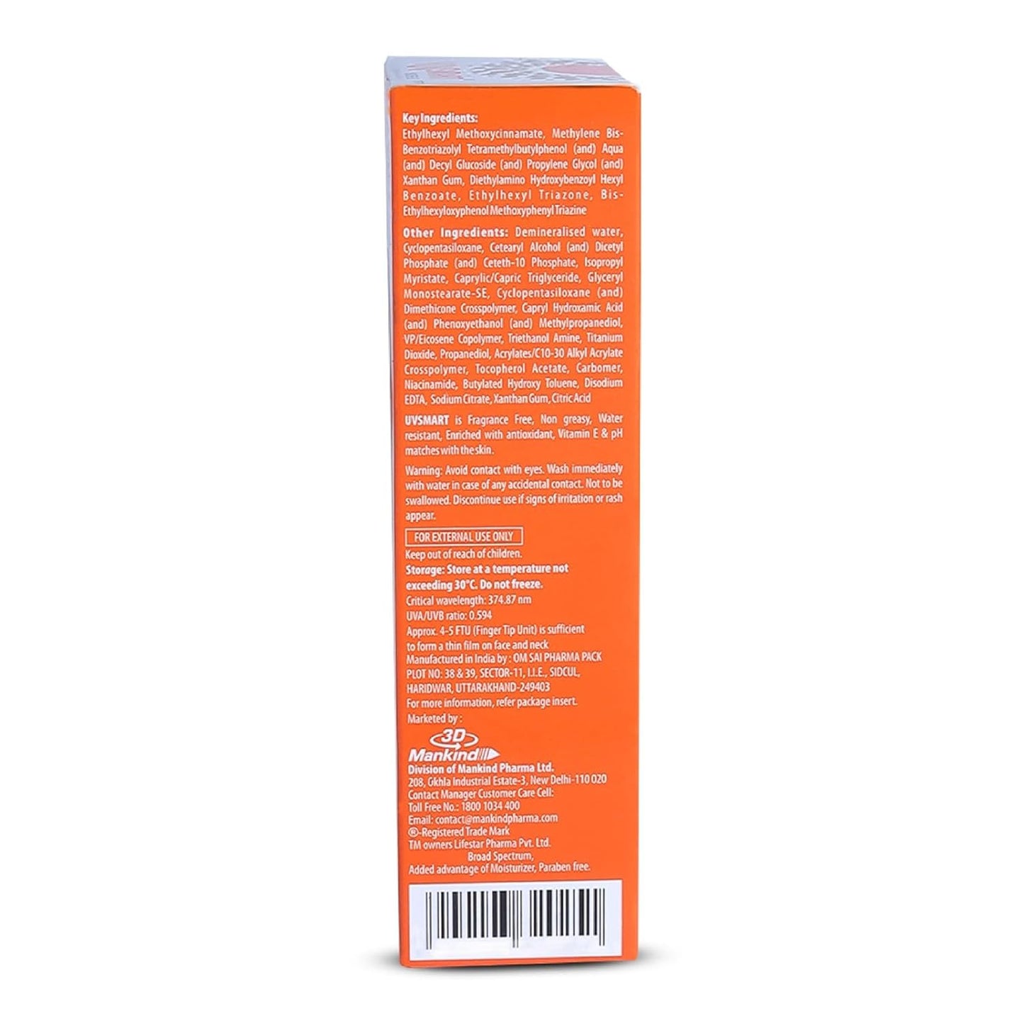 UVSmart SPF 40 Sunscreen Gel PA UVA UVB &amp; IR பாதுகாப்பு pH சமப்படுத்தப்பட்ட SLS &amp; paraben இலவச சன்ஸ்கிரீன் 50g பேக்