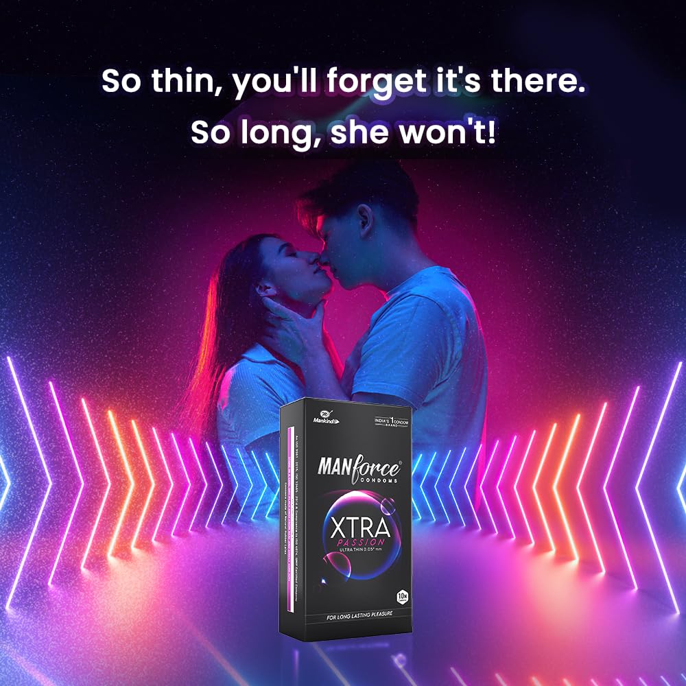 Manforce Xtra passion climax delay ultra thin condoms 10s + Lavender lube