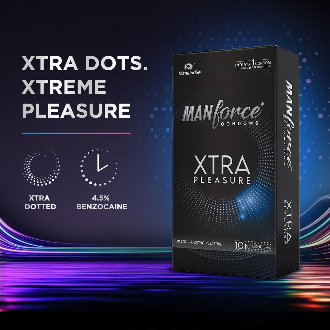 Manforce Xtra pleasure climax delay extra dotted condoms 10s - Pack of 2