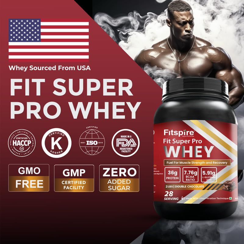 Fitspire Super Pro Whey Protein  36g Protein  7.8g BCAA  Whey Protein  (1 kg DOUBLE CHOCOLATE)