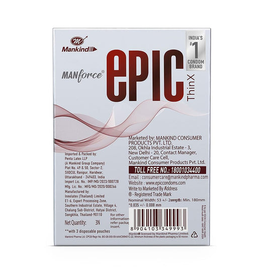 Manforce Epic thinx  Overloaded extra lube ( Pack of 3 s)