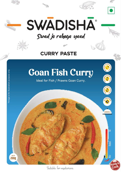 Swadisha Goan Fish Curry Ready To Cook Curry Paste I200gmsIAdd Your Choice Of Cooked Meat or Fish or Vegetables I Authentic TasteColour or Flavour I No Preservatives I Serves 46 I Ready In 15 Mins