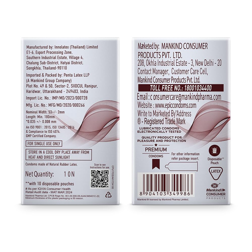 MANFORCE Epic Thinx Overloaded Condoms for Men| Ultra Thin with 0.03 mm Thickness | 10 Count Condom  (10 Sheets)