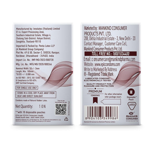 MANFORCE Epic Thinx Overloaded Condoms for Men| Ultra Thin with 0.03 mm Thickness | 10 Count Condom  (10 Sheets)