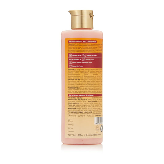 Fabessentials Hibiscus தேங்காய் பால் கண்டிஷனர் | இயற்கை உயிர்ச்சக்திகளால் உட்செலுத்தப்பட்டது | தீவிர ஊட்டச்சத்து முடி ஈரப்பதம் - 250 மிலி