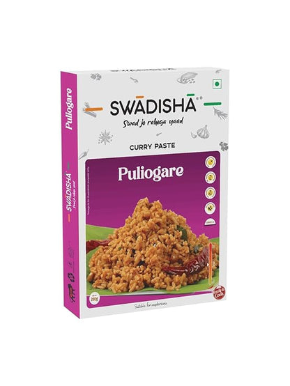 Swadisha Puliogare Ready To Cook Curry Paste I 200gms I 3 Easy Steps Recipe I Add Your Choice Of Cooked Rice I Authentic Taste INo Preservatives I Serves 46 I Ready In 15 Mins