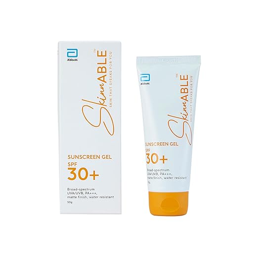 Skinnable Sunscreen Gel SPF 30+ 50 g  Abbotts Skincare  Broad Spectrum UVAUVB Protection PA+++  Matte Finish  Non Whitening  Water Resistant  Non Comedogenic  Paraben Free For Women & Men