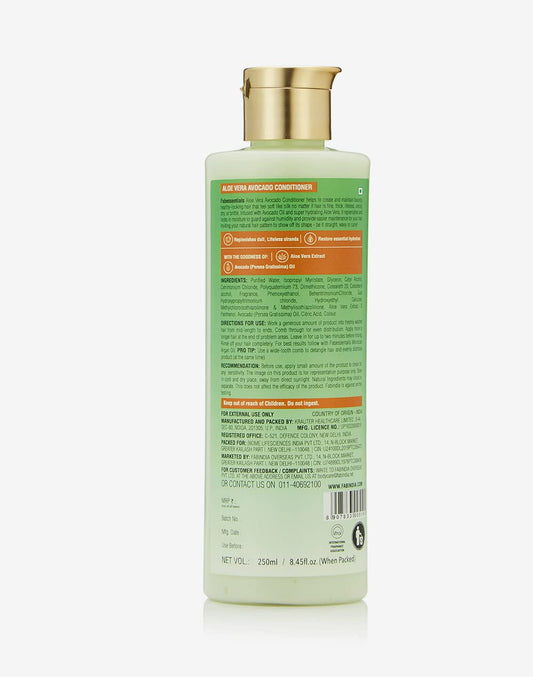 Fabessentials Aloe Vera Avocado Conditioner | Hydration Boosting & Frizz Control | Replenishes Dull Lifeless Strands & Restores Hydration | Protects against Humidity - 250 ml