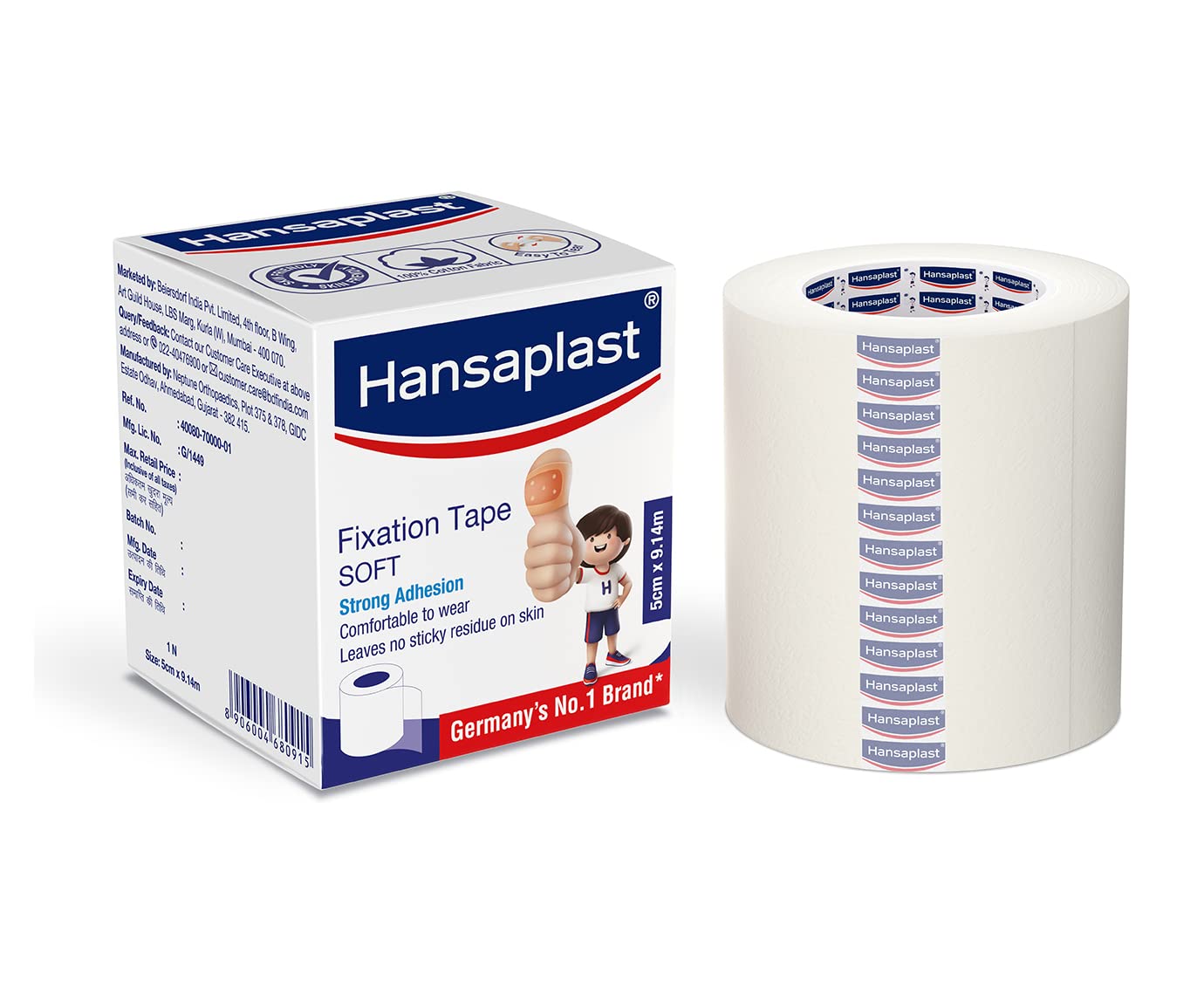 Hansaplast Fixation Tape  Adhesive tape for medical | 100% Cotton fabric  5.00 cm x 9.14 cm