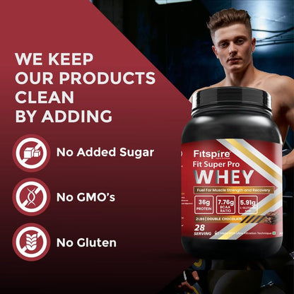 Fitspire Super Pro Whey Protein  36g Protein  7.8g BCAA  Whey Protein  (1 kg DOUBLE CHOCOLATE)