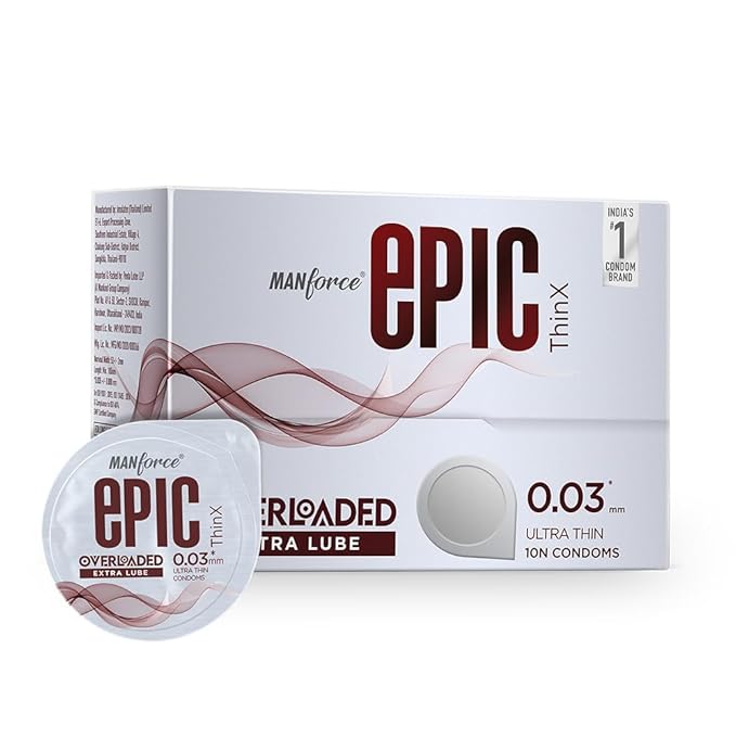 MANFORCE Epic Thinx Overloaded Condoms for Men| Ultra Thin with 0.03 mm Thickness | 10 Count Condom  (10 Sheets)