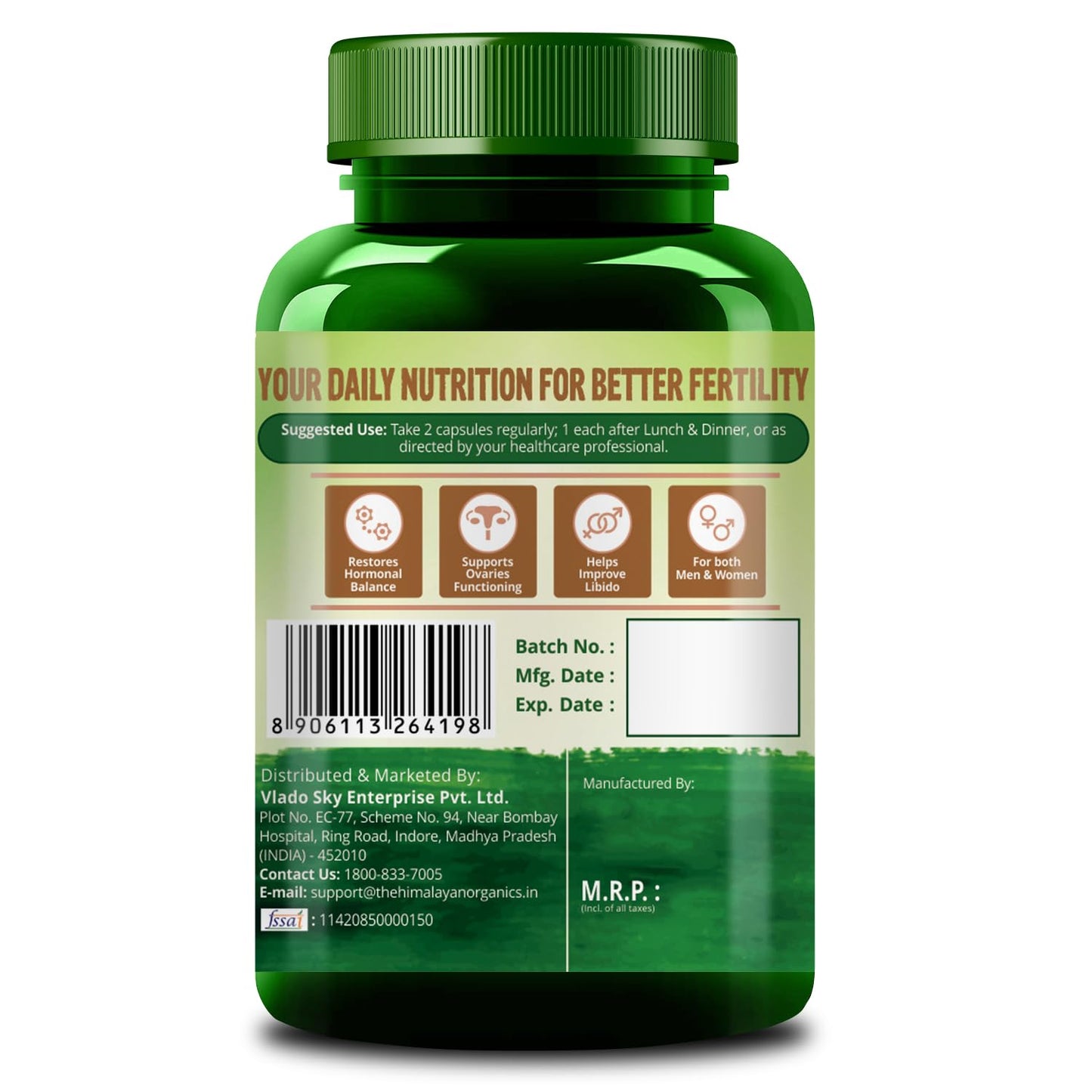 Himalayan Organics Fertility Aid Supplement Supports Daily Nutrition for Better Fertility | Maintains Reproductive Health (60 Capsules)