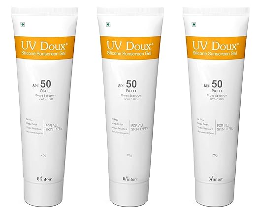 பிரின்டன் ஹெல்த்கேர் UvDoux Face &amp; Body Sunscreen gel with SPF 50 PA+++ in Matte Finish and Oil Free Formula| நீர் எதிர்ப்பு சன்ஸ்கிரீன்| UVA/UVB கதிர்களுக்கு எதிரான பாதுகாப்பு (75 GM)