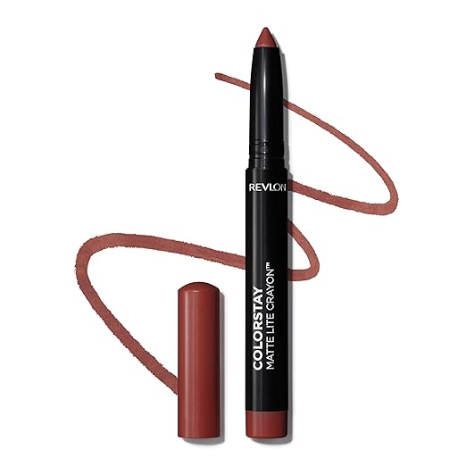 Revlon ColorStay Matte Lite Crayon Lipstick with Built-in Sharpener Smudge-proof Water-Resistant Non-Drying Lipcolor 003 Soufflé All Day 0.049 oz