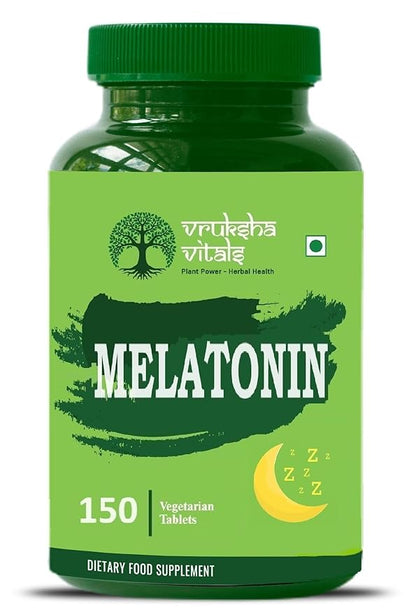 Vruksha Vitals Melatonin 10 mg Tablets for Sleeping Support with Tagar Root Extract Chamomile Extract and Vitamin B6-150 tablets/capsules pills