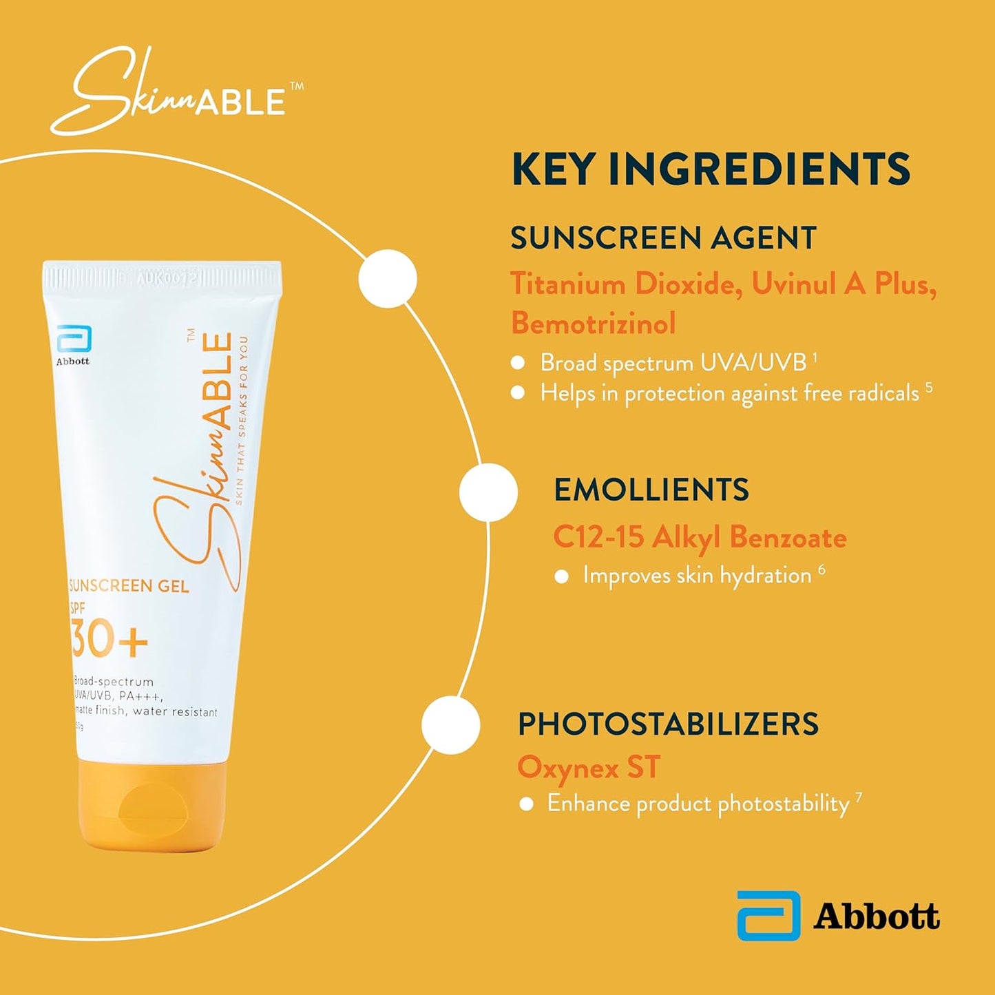 Skinnable Sunscreen Gel SPF 30+ 50 g  Abbotts Skincare  Broad Spectrum UVAUVB Protection PA+++  Matte Finish  Non Whitening  Water Resistant  Non Comedogenic  Paraben Free For Women & Men