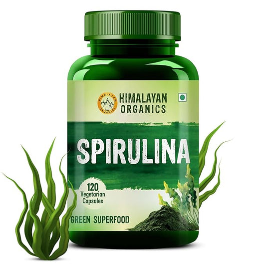 Himalayan Organics Spirulina 2000mg Supplement | Green Food For Good Health Weight Management And Immunity Booster | Helps In Healthy Heart - 120 Vegetarian Capsules