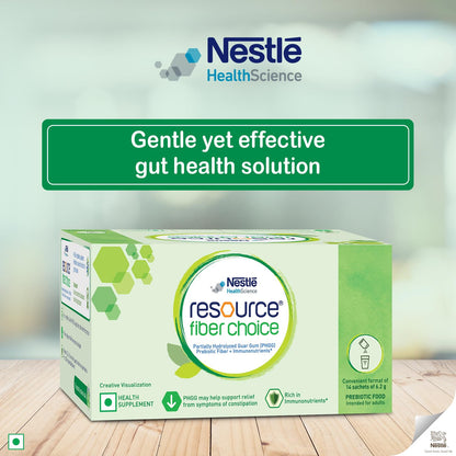 Nestle Resource Fiber Choice Partially Hydrolyzed Guar Gum (PHGG) Prebiotic Fiber  Immunonutrients For Gut Health and Constipation Relief Contains 14 sachets 86.8g