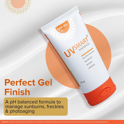 UVsmart SPF 40 Sunscreen Gel PA  For UVA UVB & IR Protection  pH Balanced  SLS & paraben free sunscreen  50g pack