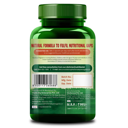 Himalayan Organics Plant Based Multivitamin 60+ Ingredients With Vitamin B1  B2  B3  B5  B6  B7  B9  B12  A C D E K  Calcium & Magnesium Healthy Bones & Joints Improves Brain Function Promotes Overall Health | Good For Men & Women - 60 Veg Capsules