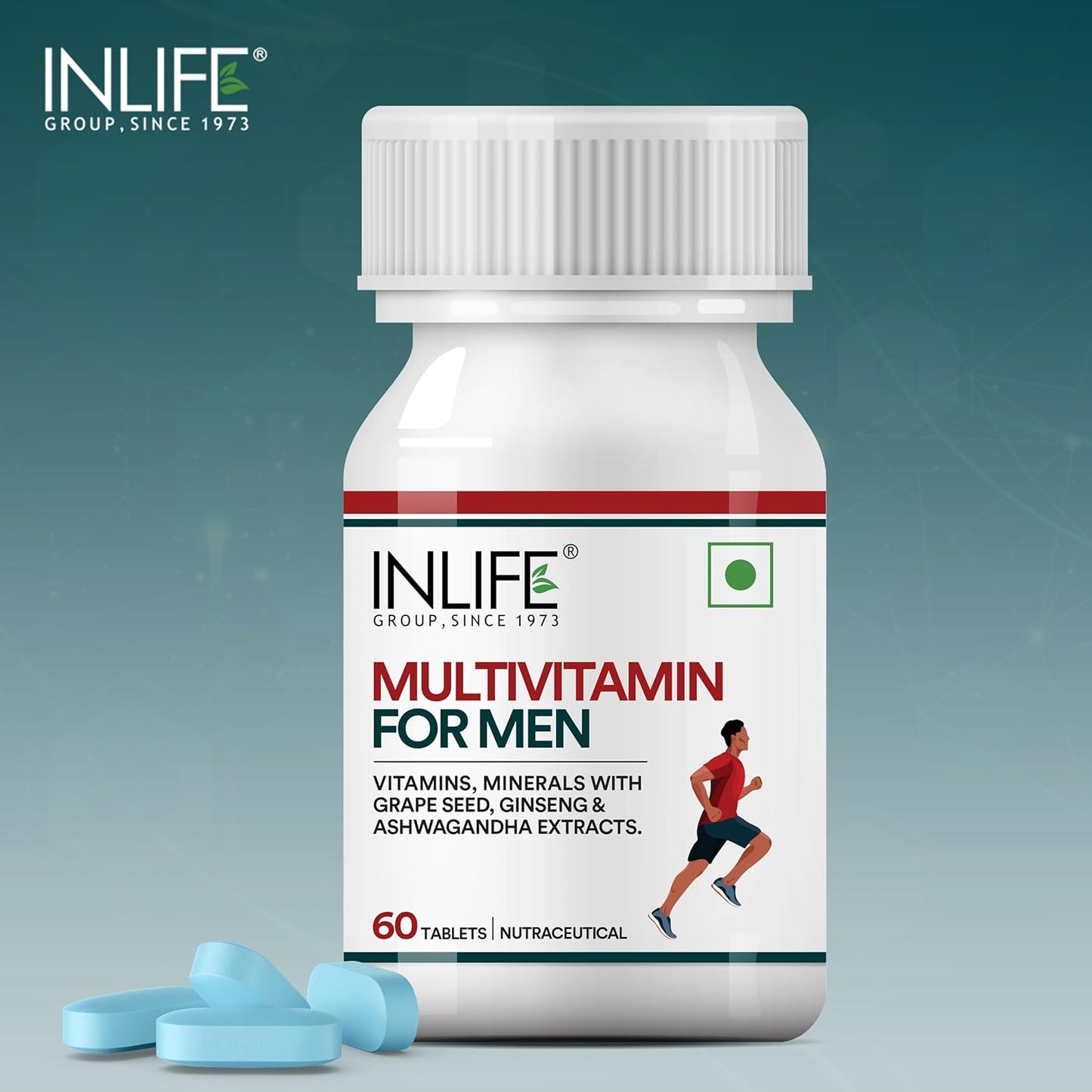 INLIFE Multivitamin Tablets for Men  60 Tablets  Enriched with Zinc Vitamin C Vitamin D3 and Essential Multiminerals  Supports Energy Stamina and Immunity  Supports Overall Health & Wellness