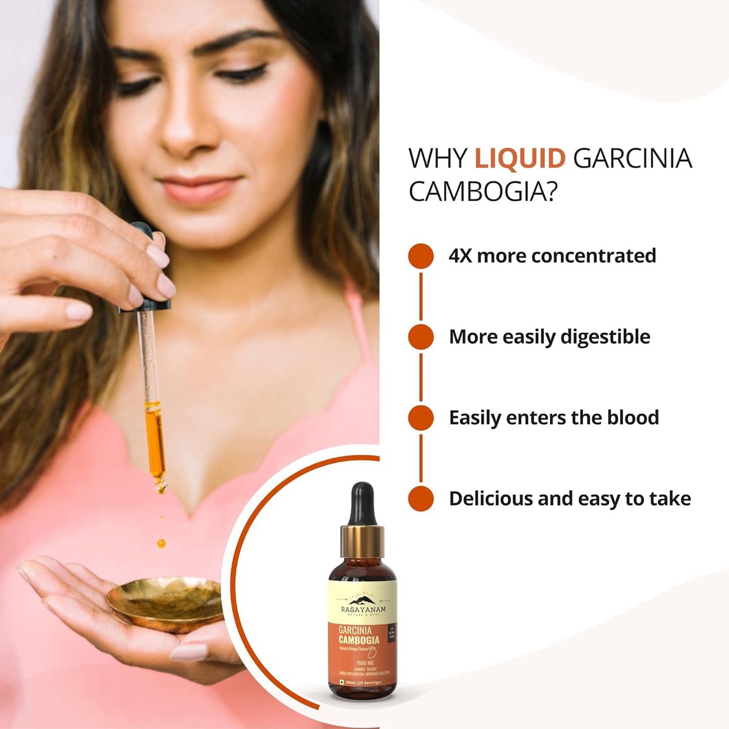 Rasayanam Garcinia Cambogia 1500mg (50 ml mango flavor)  Advance Keto weight loss  fat burn supplement for men  women  Stronger Than Pills  Capsules (80% HCA)  4X Concentrated Liquid formulation