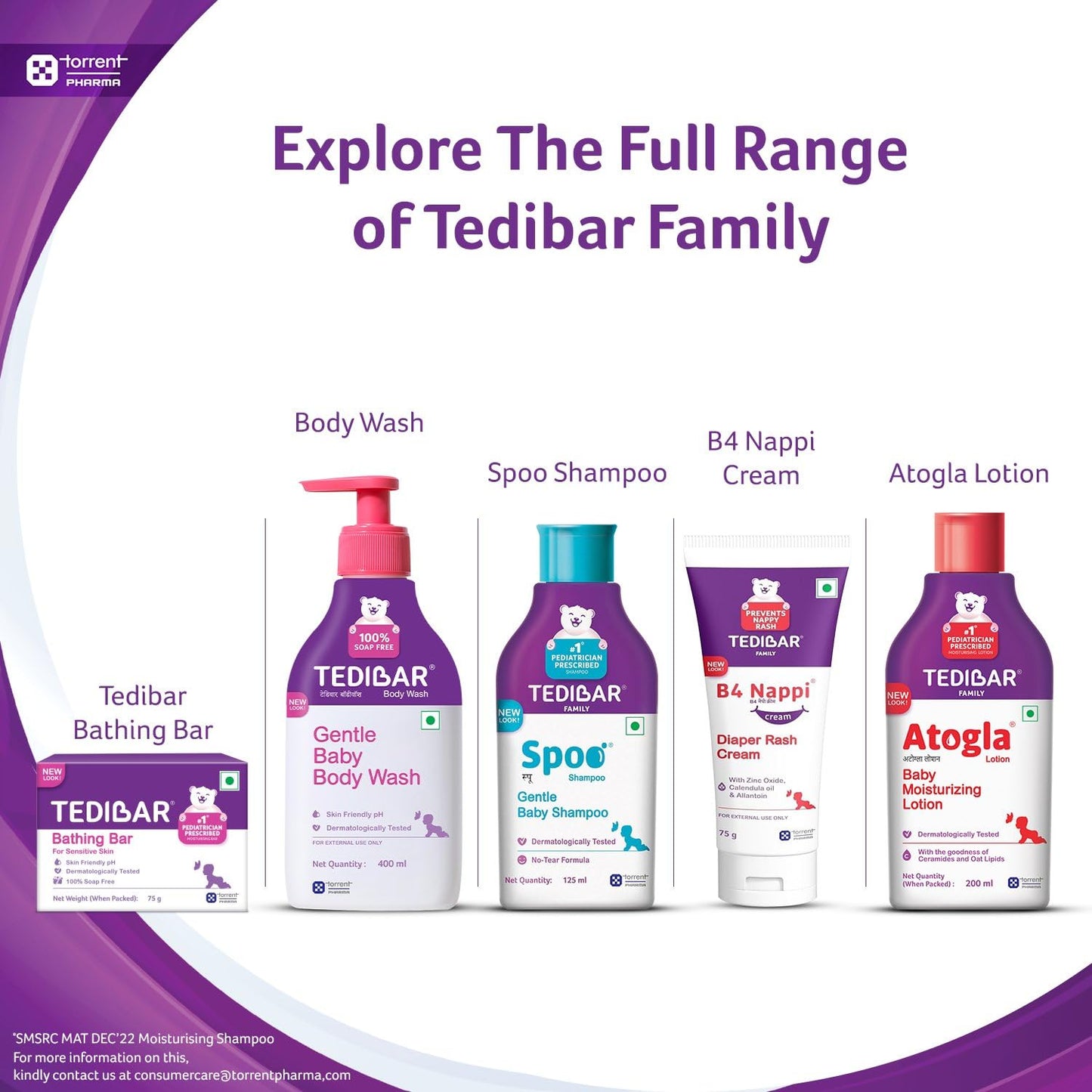 Tedibar Moisturising Baby Bathing Bar 75gx3(Pack of 1) with Skin Friendly PH|100% Soap Free|Dermatologically Tested and No. 1* Pediatrician Prescribed Moisturising Bar - By Torrent Pharma