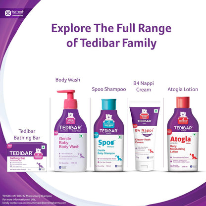 Tedibar Moisturising Baby Bathing Bar 100gx2 (Pack of 1) with Skin Friendly PH|100% Soap Free | Dermatologically Tested and No. 1* Pediatrician Prescribed Moisturising Bar - By Torrent Pharma