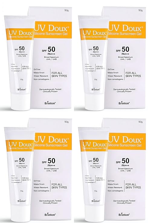 பிரிண்டன் ஹெல்த்கேர் Uvdoux Face &amp; Body Sunscreen Gel with Spf 50 Pa+++ In Matte Finish and Oil free Formula| நீர் எதிர்ப்பு சன்ஸ்கிரீன்| Uva/Uvb கதிர்களுக்கு எதிரான பாதுகாப்பு (50 Gm)