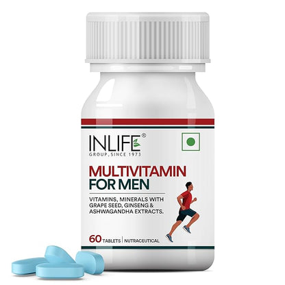 INLIFE Multivitamin Tablets for Men  60 Tablets  Enriched with Zinc Vitamin C Vitamin D3 and Essential Multiminerals  Supports Energy Stamina and Immunity  Supports Overall Health & Wellness