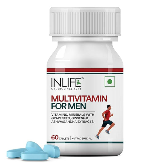 INLIFE Multivitamin Tablets for Men  60 Tablets  Enriched with Zinc Vitamin C Vitamin D3 and Essential Multiminerals  Supports Energy Stamina and Immunity  Supports Overall Health & Wellness