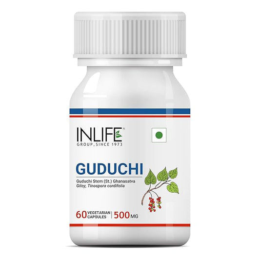 INLIFE Guduchi Capsules 500mg | Giloy Supplement | Stem Extract | Supports Immune Health | Ayurveda  60 Vegetarian Capsules