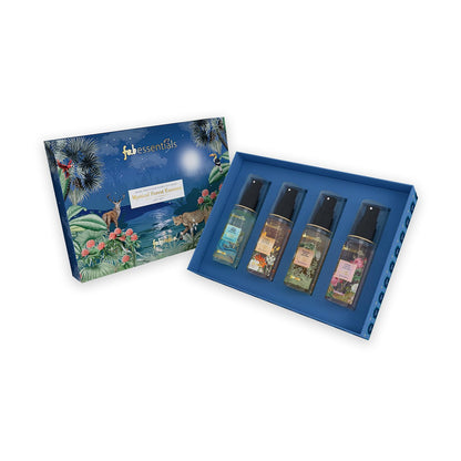 Fabessentials Mystical Forest Essence Body Sprays Gift Set  60ml Pack of 4  Long Lasting Perfume Set  Jasmine Rose Aqua  Musk Scents  Pampering Kit for Birthday Gift Box Set for Men  Women