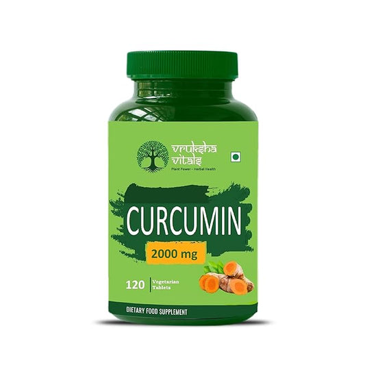 95% Curcuminoids உடன் Bioperine உடன் Vruksha Vitals Curcumin - 120 மாத்திரைகள்/காப்ஸ்யூல்கள் சப்ளிமெண்ட் பவுடர்